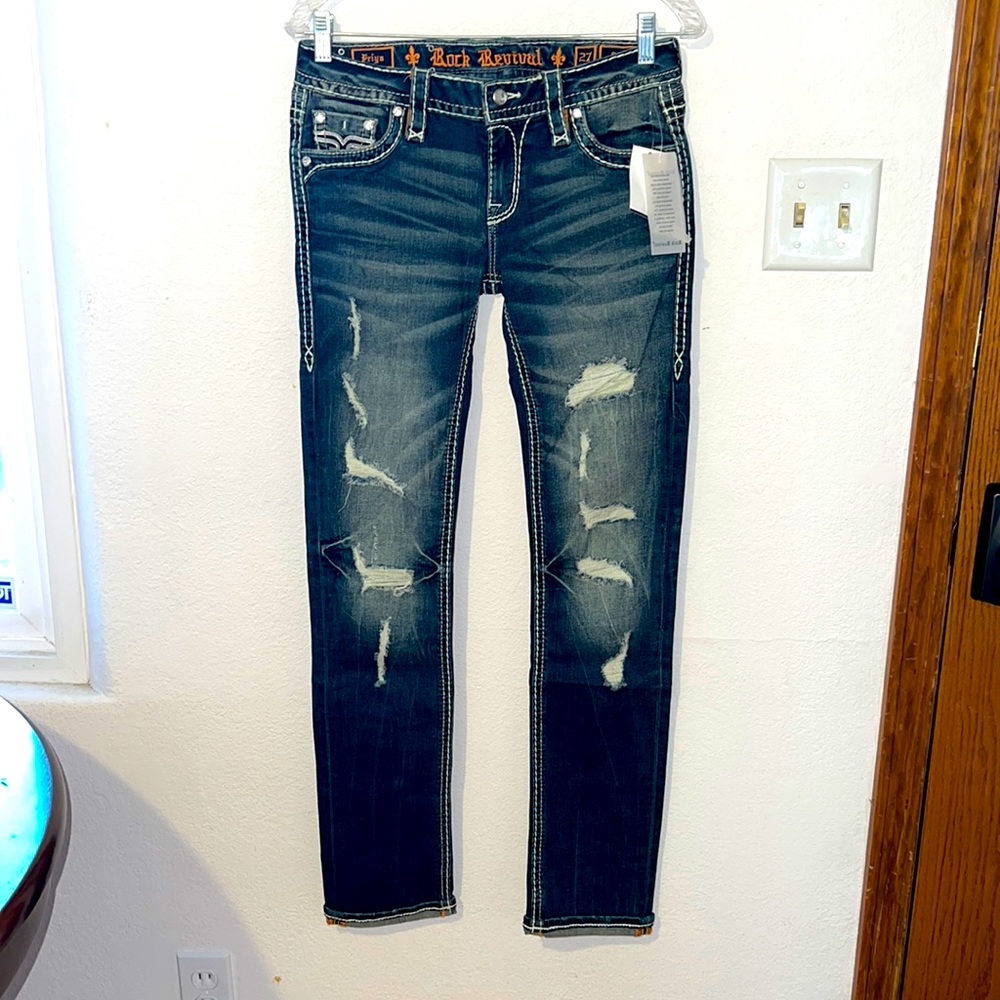 Rock Revival Priya Straight Leg Womens Jeans Size 27 NWT - Picture 2 of 14